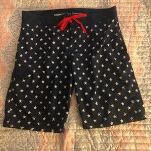 USA Blue & White Star 20” Board Shorts Mens Size 34